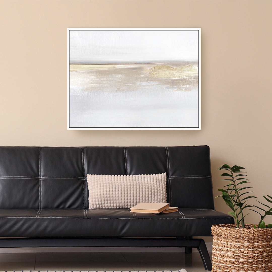 Gold Light Landscape Framed Printed Canvas