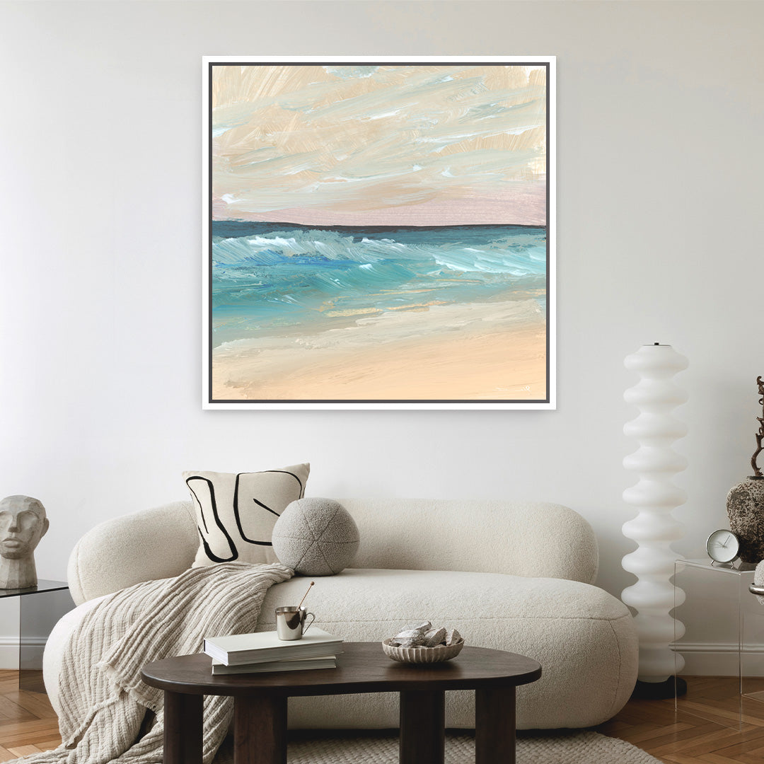 Bay Waves Square Framed Printed Canvas
