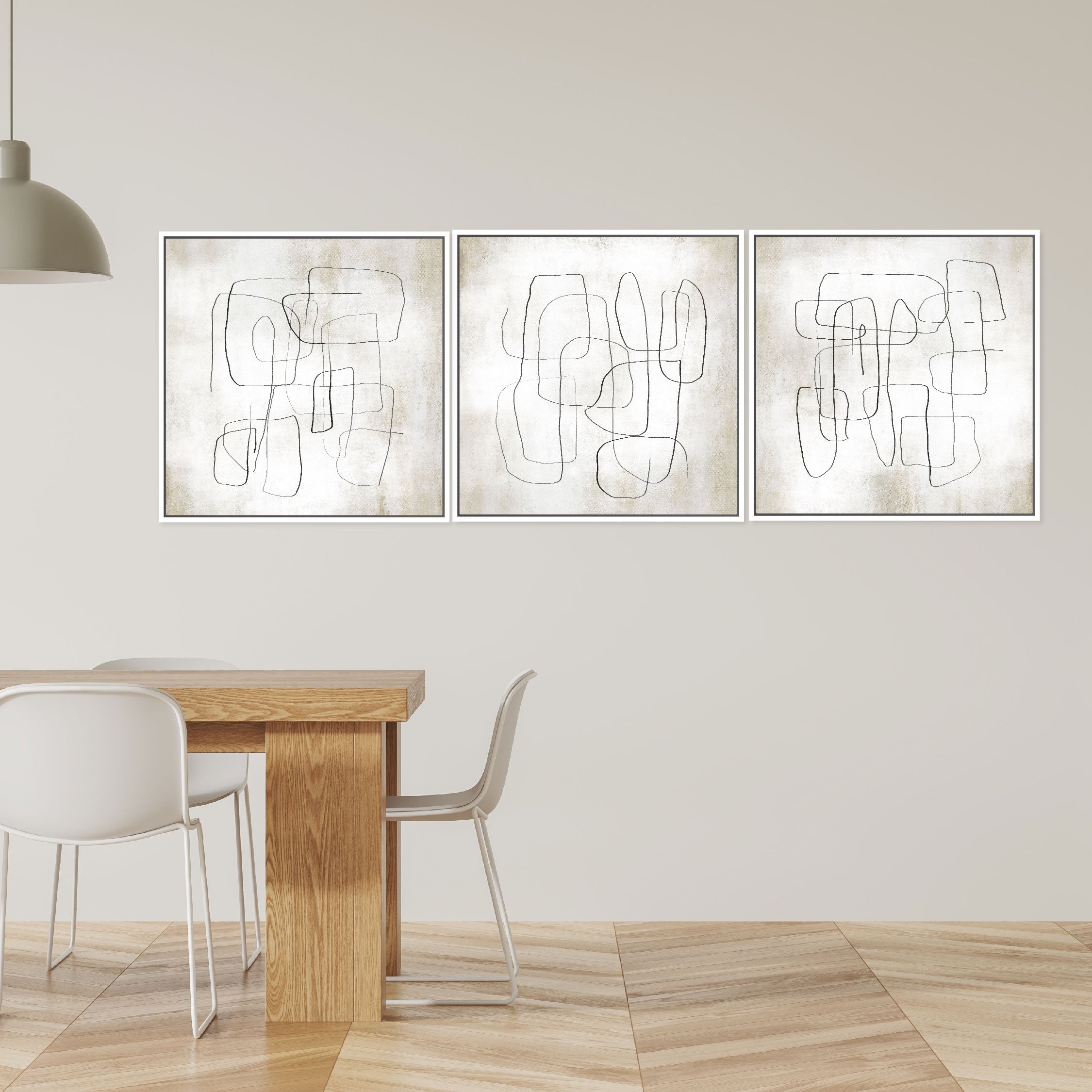 Fina Square Framed Canvas Set of 3 - Mala Art Co.